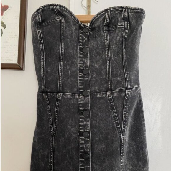 Kendall & Kylie Black Stonewash Denim Sexy Dress Medium - Picture 1 of 6